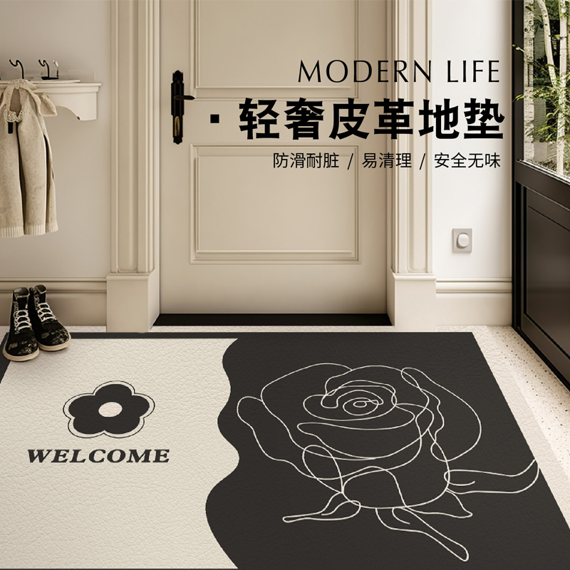 入户门地垫高级感进门耐脏皮革可擦免洗入户除尘门垫门口家用垫子