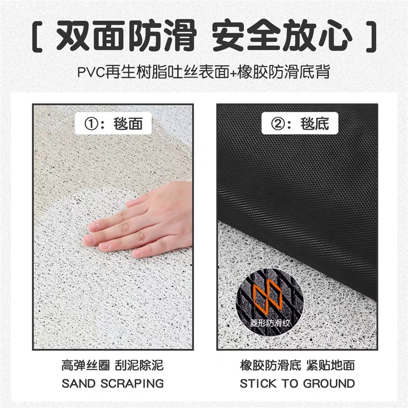 卡通入户门丝圈门垫进门玄关耐磨防滑地毯可爱线条小狗可裁剪地垫