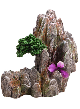 微景观仿真假山石头造景石鱼缸假山盆景多肉装饰品小