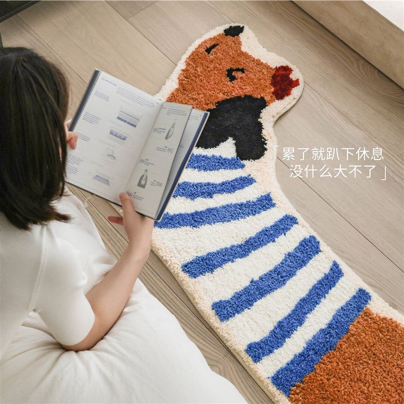 赛小狗异形床边毯多巴胺儿童房爱毛绒地毯客厅卧室装饰地垫,居家布艺,床边毯,淘宝优惠券,粉丝福利购,淘宝优惠卷