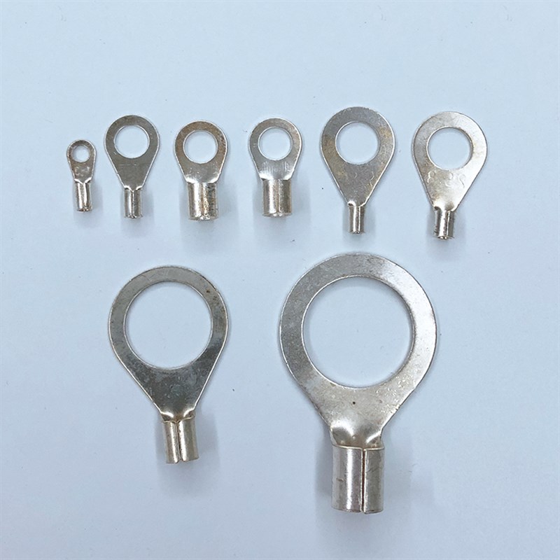 镀银圆形裸端头O型冷压接线端子OT10-黄铜鼻子电线接头地线线耳