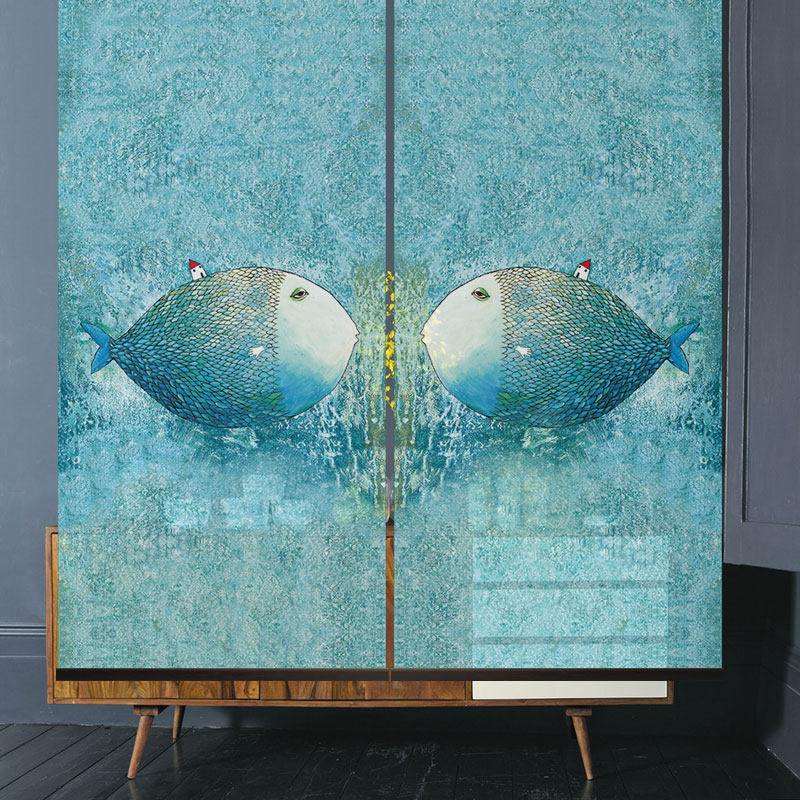 挂屏软帘软隔断软挂帘半屏风 半挂帘卷帘大鱼小房子,住宅家具,挂屏,淘宝优惠券,粉丝福利购,淘宝优惠卷