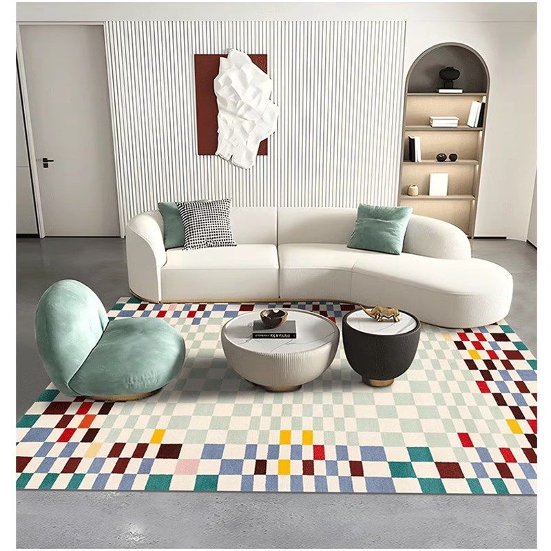 TipToe西西里弗 法式地毯客厅卧室高级感O多巴胺撞色棋盘格子地垫