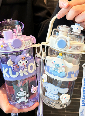 夏季高颜值库洛米儿童水杯女孩玉桂狗吸管杯学生上学专用杯子新款