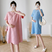 款 时尚 潮妈大码 宽松百搭中长款 孕妇装 孕妇连衣裙短袖 夏装
