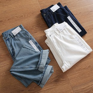 春季 牛仔长裤 新款 直筒宽松水洗纯棉纯色休闲老爹裤 男士 日系复古