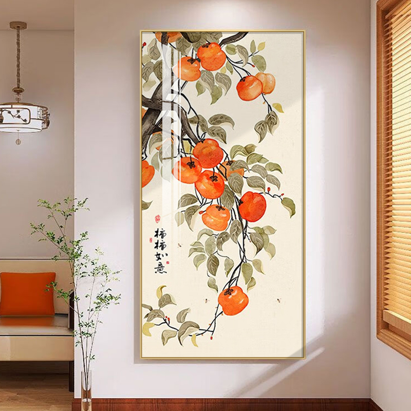 玄关画2024年新款高端晶瓷装饰画时尚壁画走廊Q过道入户新中式挂图片