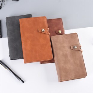 a6软皮面搭扣商务会议笔记本定制活页便携手账本大学生简约日记本