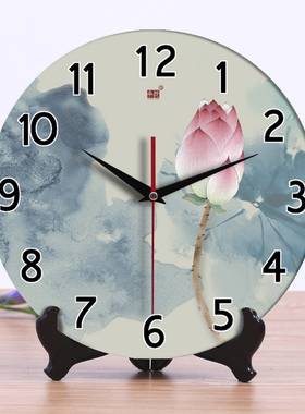 承沁陶瓷钟表座钟台式中式静音台钟客厅家用复古摆件摆钟创意时尚