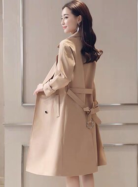 风衣女小个子2021秋装新款韩版修身显瘦大衣中长款女士大码外套潮