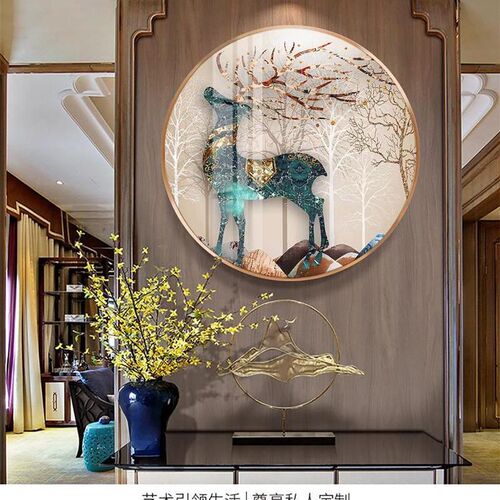 现代轻奢简约玄关装饰画抽象挂画客厅走廊过道新中式壁画晶瓷画
