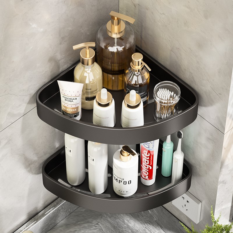 枪灰色卫生间置物架浴室三角架壁挂厕所洗漱台转角小型22cm免打孔