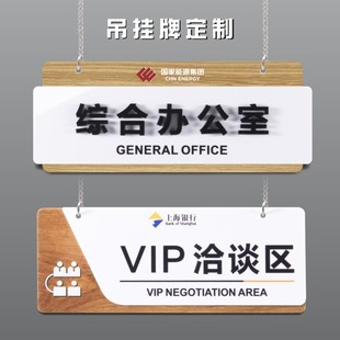 双面指示吊牌定制亚克力吊挂提示标识牌部门办公室悬挂科室牌定做