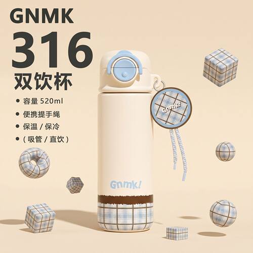 保温杯高颜值便携儿童上学生吸管保冷杯女大容量316水杯生日礼物