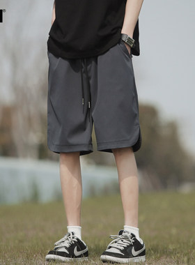 男士速干短裤男款夏季休闲宽松半截裤男薄款冰丝裤马裤六分裤中裤