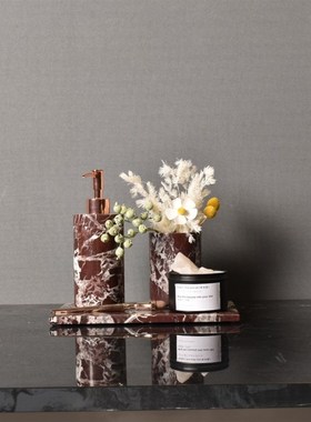 WU.物兮物 样板房化妆室摆件洗手台大理石红色系卫浴软装品新中式