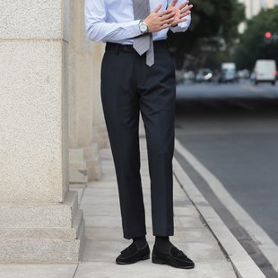 西裤 英伦风黑色条纹长裤 正装 日常上班商务百搭修身 羊毛人字纹