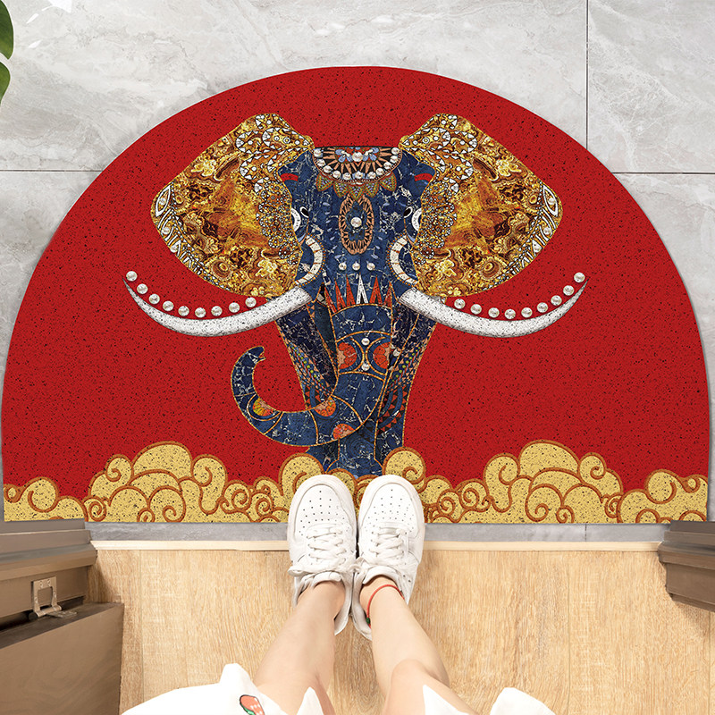 起贝红色大象吉祥如意进门地垫半圆丝圈地毯入户门口玄关脚垫门垫,居家布艺,家用脚垫,淘宝优惠券,粉丝福利购,淘宝优惠卷