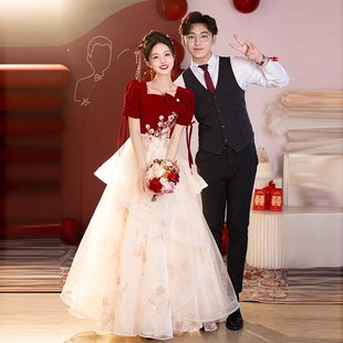 大码敬酒服新娘2024新款夏季红色订婚结婚礼服女出阁宴回门高级感