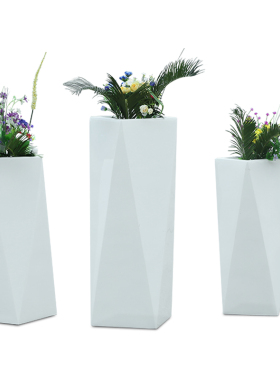 石膏定制商场几何立方体切面花盆雕像抽象休息座椅玻璃钢雕塑摆件