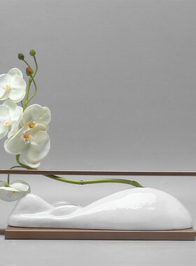 新中式现代铁艺陶瓷花插花器摆件样板间创意室内软装饰品酒柜摆设