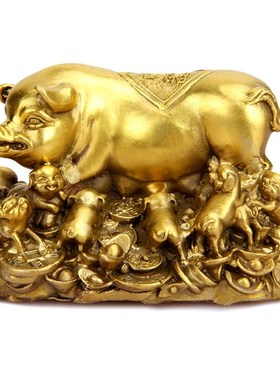 正品黄铜金钱猪摆件 钱猪福字猪 诸事H顺利家居客厅饰品办公室摆