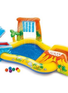 游泳池家用INTE儿童充气家用小孩宝宝海洋球池 喷水滑梯戏水池