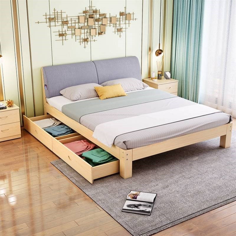 实木床现代简约米人床18米济型出租房1经.2m单人木板床.耐用