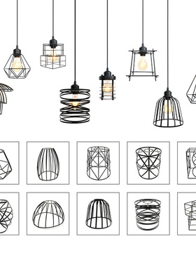 l复古工业风吊灯铁艺镂空灯架火锅店酒吧玄关过道怀旧灯罩