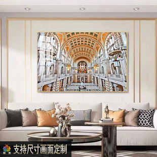 入户玄关延伸感装饰画横版客厅沙发背景墙挂画饭厅横幅墙壁画