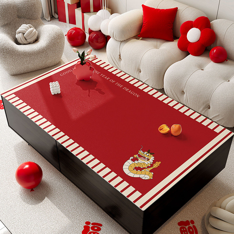 茶几垫桌垫新年红色喜庆氛围感防水防油免洗桌布防烫餐桌垫台面垫,居家布艺,茶几垫,淘宝优惠券,粉丝福利购,淘宝优惠卷