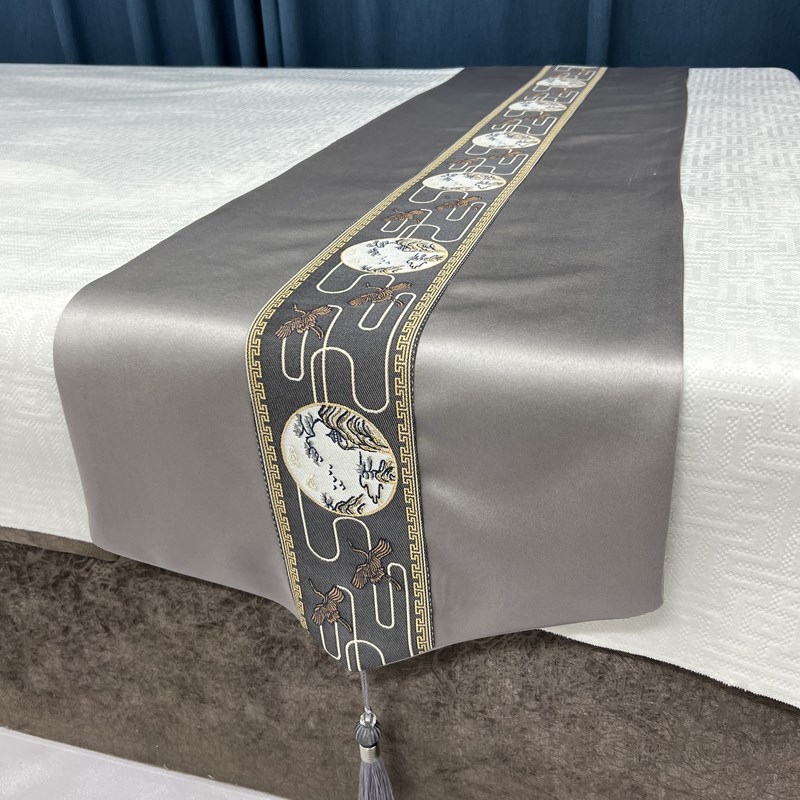 足浴床巾足疗店凳旗美容院床旗床尾巾高档酒店中式简约搭巾床盖垫