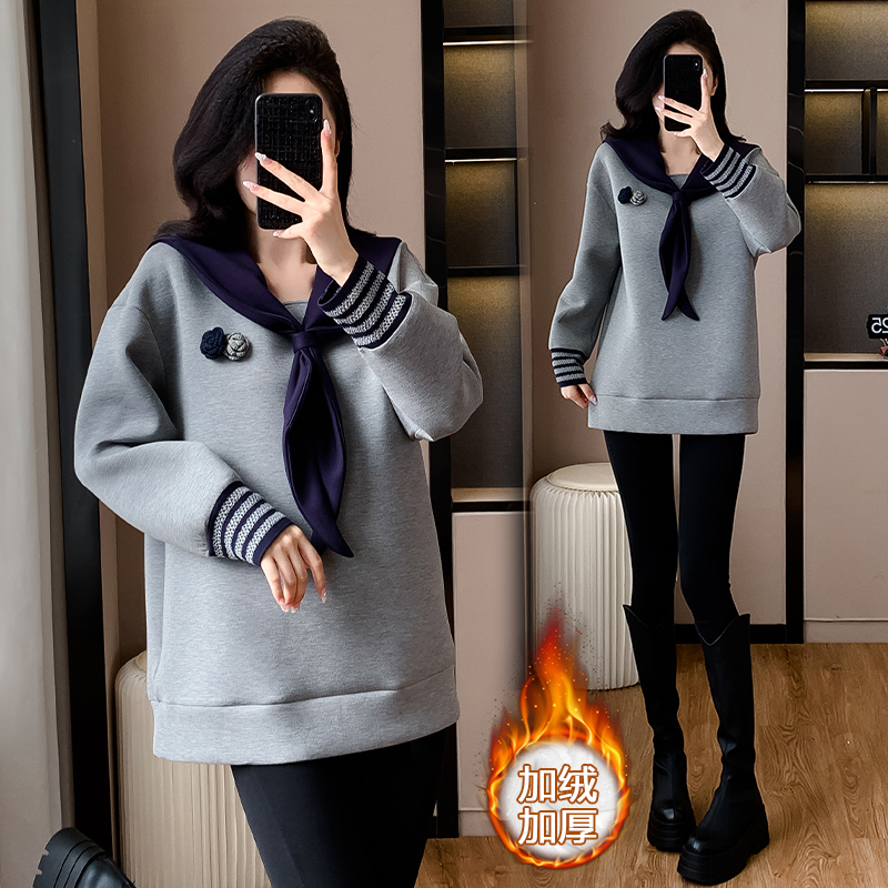 轻奢设计感遮臀显瘦宽松型韩版卫衣2025秋冬新款洋气长袖上衣百搭