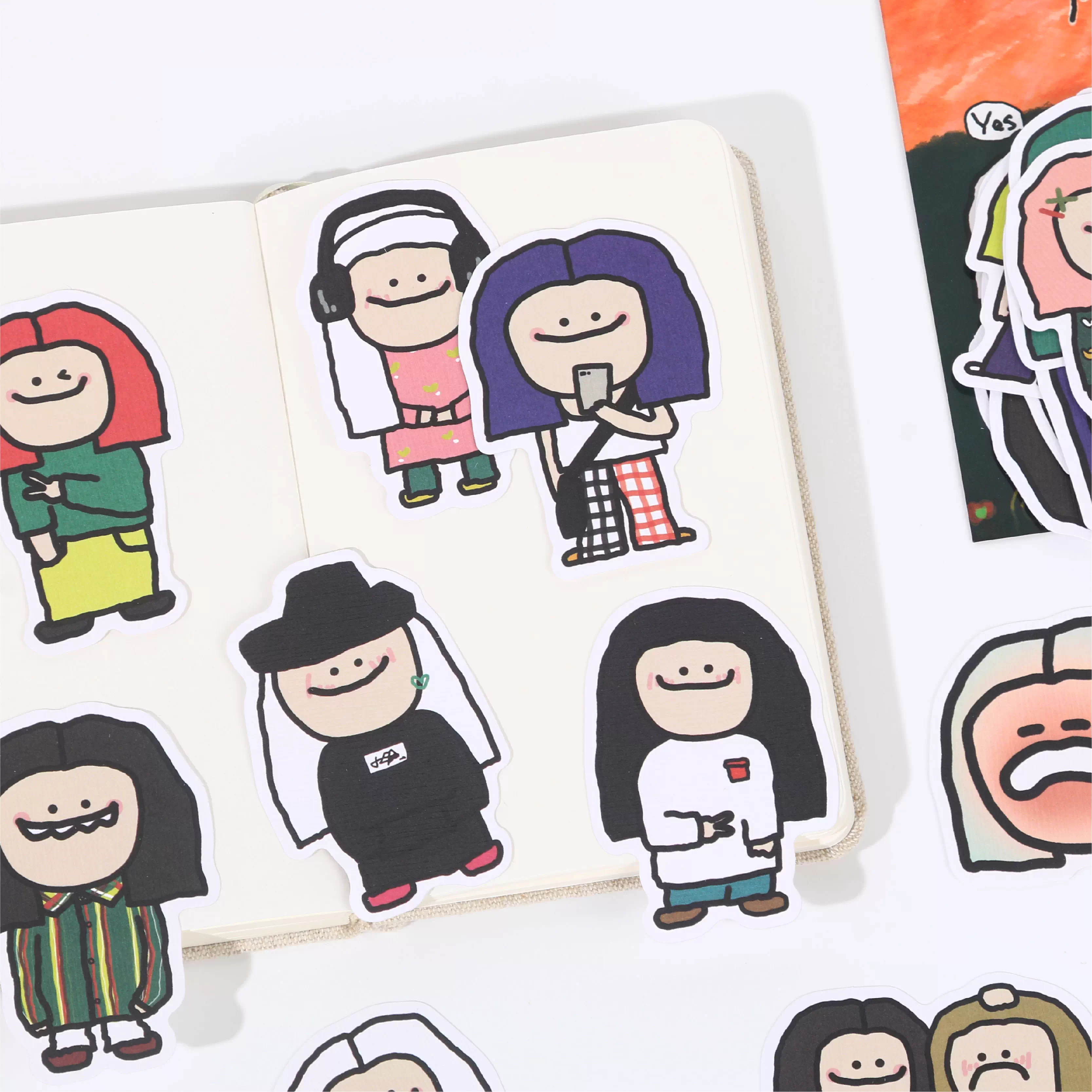 Aee和Cui贴纸原创设计爱喝咖啡毛猫毛竹个性卡通涂鸦装饰手机贴画