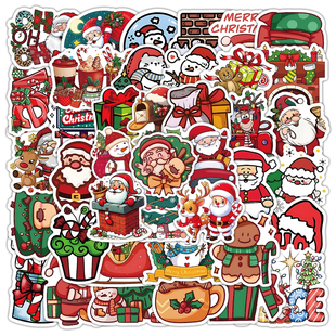 573张圣诞节贴纸麋鹿雪花小礼品平安夜橱窗布景节庆图案装 饰贴画