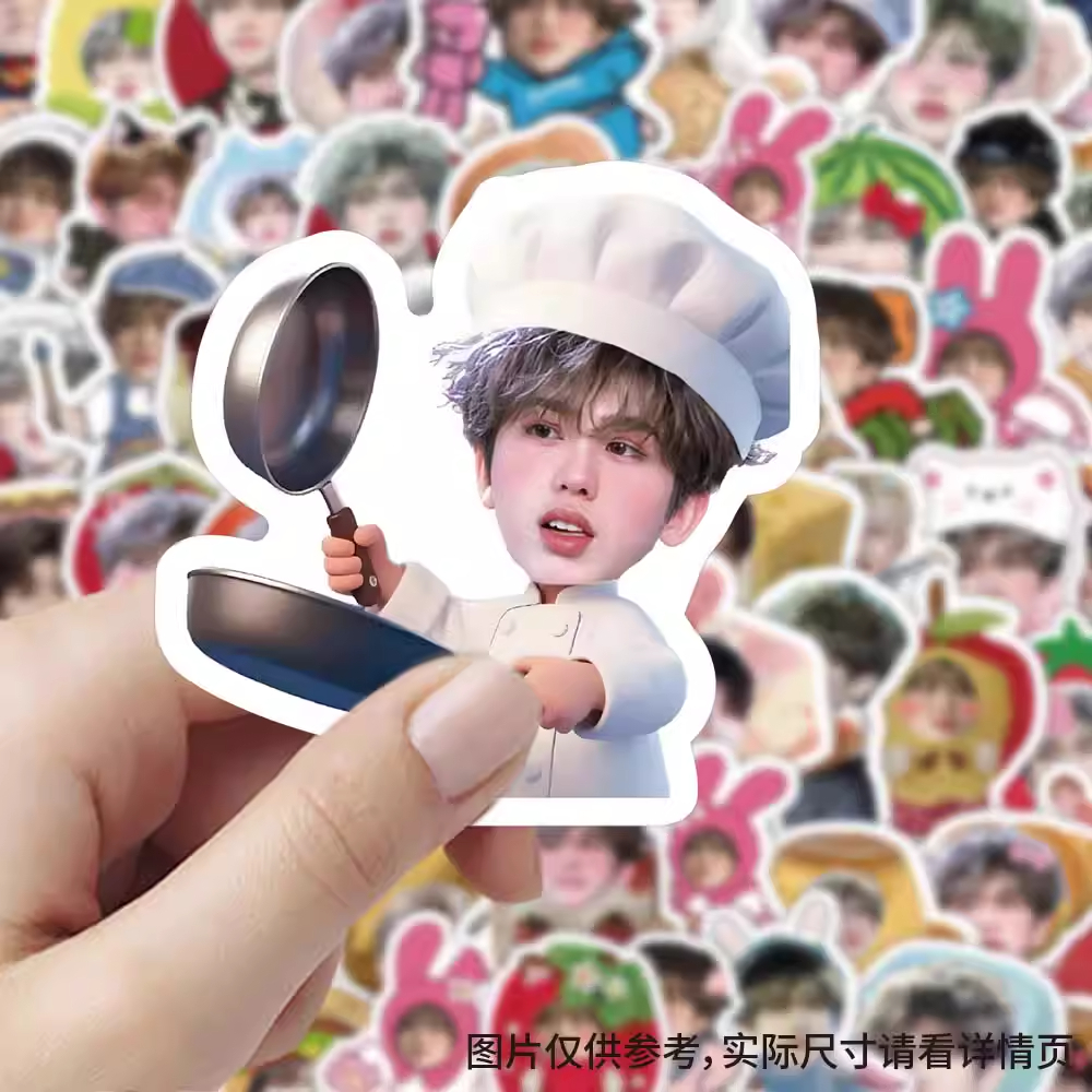 103张蔡徐坤大头贴纸可爱卡通明星周边女孩儿童装饰行李箱防水贴