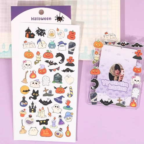 万圣节贴纸卡通幽灵南瓜节庆周边图案咕卡儿童饰防手账本装水贴画