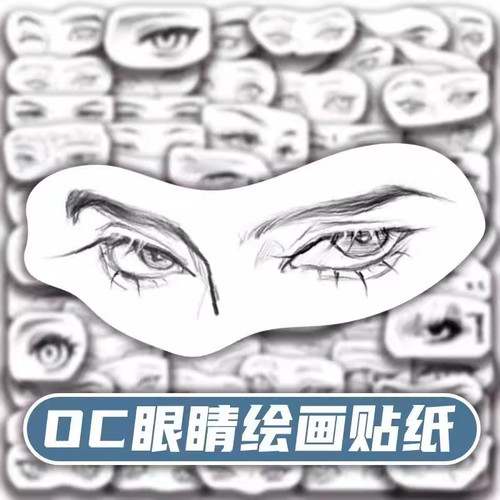 人物眼睛素描绘画参考素材贴纸