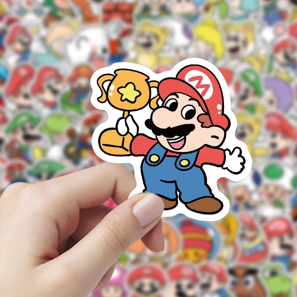 102张马里奥贴纸合集热门可爱卡通人物手机行李箱diy装饰防水贴