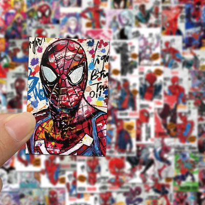 192张蜘蛛侠手绘涂鸦贴纸迈尔斯格温创意手账手机壳装饰防水贴画