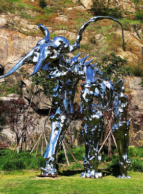 抽象不锈钢圆环场景玻璃钢户外大型雕塑摆件定制艺术公园景观雕塑