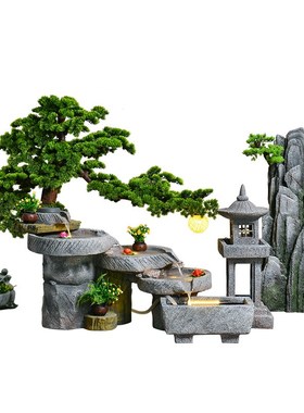 石磨流水摆件循环水造景观招财落地假山喷泉鱼池庭院花园家居装饰