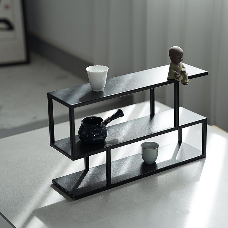 定制铁艺茶棚架放茶杯架置物架家用功夫茶具收纳架多层桌面博展示