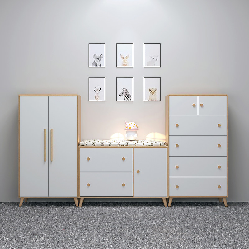 可比熊实木儿童衣柜宝宝抽屉五斗柜卧室婴儿衣橱定制儿童房收纳柜