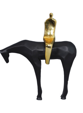 新中式动物骏马人物摆件样板房间售楼处酒店客厅玄关博古架装饰品