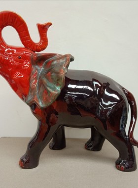 唐三彩唐陶瓷大象工艺品送领导朋友客厅酒店装饰书房家居创意摆件