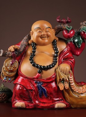笑佛大肚弥勒财神爷布袋佛像陶瓷摆件家居客厅玄关办公室石湾公仔