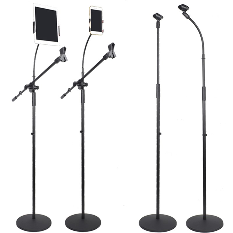 金属圆盘落地舞台KTV手持无线话筒 电容麦克风手机直播支架