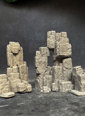 冬官手作 鱼缸造景家居摆件布景微景观废墟叠石假山石山水泥