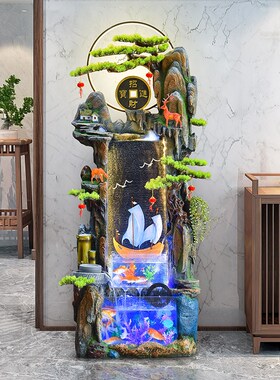 客厅假山流水摆件循环水办公室招财加湿器养鱼缸喷泉景观落地装饰